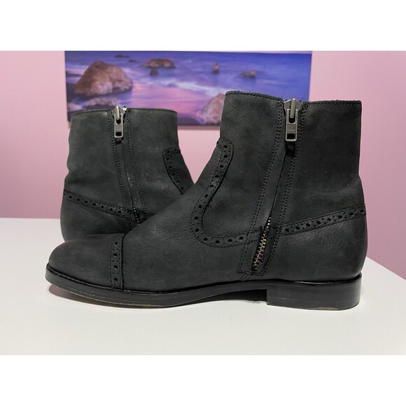 Polo Ralph Lauren Ankle Boots Mens 8.5 D Black Leather Demonte Brogue‎ Preppy main image 6